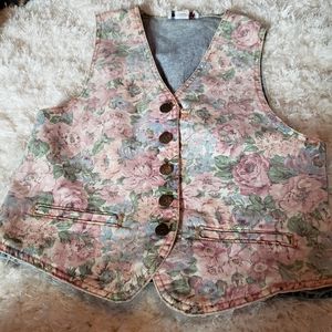 Vintage Floral Denim Vest